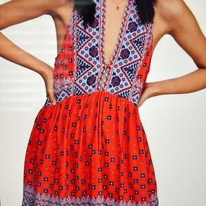 Free People Charlotte Sleeveless Tunic Top Burnt Orange Women’s Small Festival